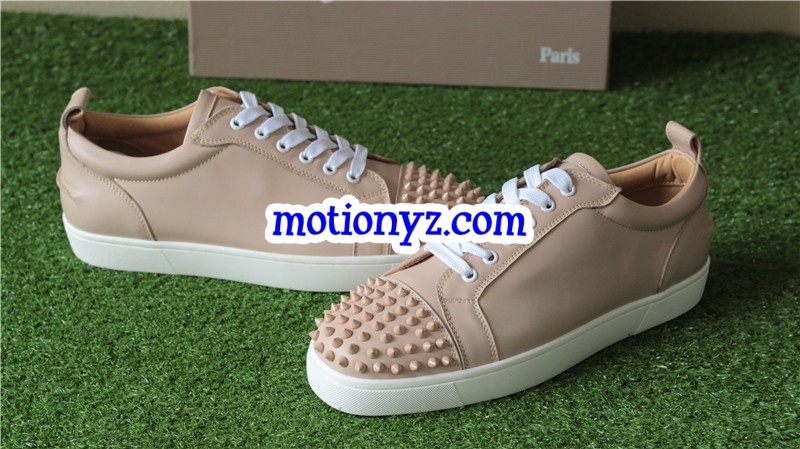 Christian Louboutin Louis Spikes Flat Cream Khaki